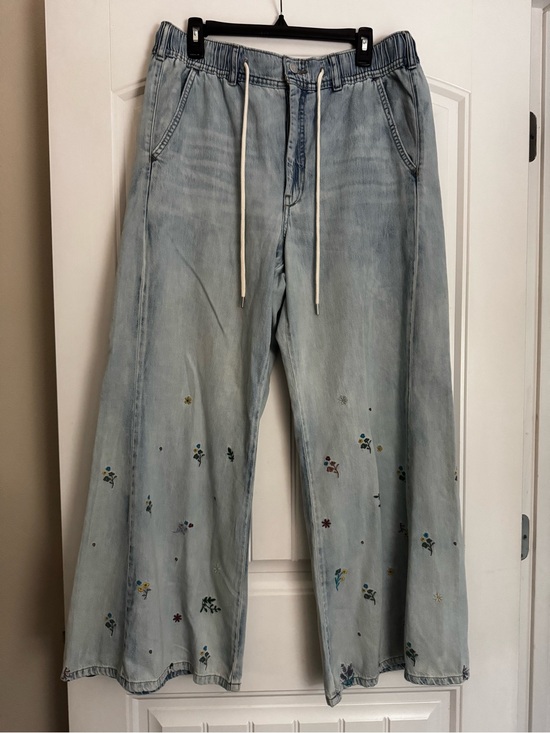 Pilcro Denim - Pilcro Light Blue Embroidered Wide-Leg Jeans